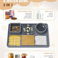 Black Multi-Functional Pet Slow Feeder Lick Mat - Durable Food-Grade Silicone Anti-Bite Bowl for Dogs