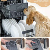 Black Multi-Functional Pet Slow Feeder Lick Mat - Durable Food-Grade Silicone Anti-Bite Bowl for Dogs