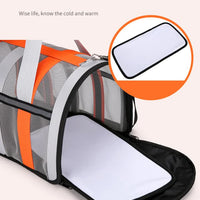 Size L Green And White Foldable Pet Carrier Bag - Lightweight, Breathable, and Spacious for All Seasons