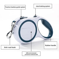 Coffee 5M Pet Leash Retractable - Tangle-Free, Extendable Pet Leash for Walking