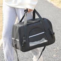 Portable Pet Bag for Small Dogs and Cats - Black Travel Tote with Pet Mat (44x25x28cm)