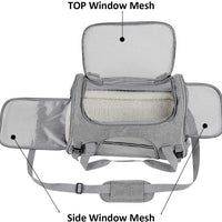 Portable Pet Bag for Small Dogs and Cats - Dark blue Travel Tote with Pet Mat (44x25x28cm)