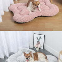 M Grey Rose Velvet Fish Scale Pet Bed - Creative Bone-Shaped Soft and Cozy Dog & Cat Nest