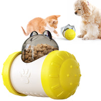 Pet Tumbler Treat Dispenser Ball,Interactive Feeding Toy for Dogs and Cats(Yellow and white)