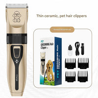 Professional Pet Grooming Hair Clipper Kit - Rechargeable, Low Noise, with Ceramic Blades & 5-Speed Adjustment(gold)
