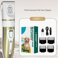 Professional Pet Grooming Hair Clipper Kit - Rechargeable, Low Noise, with Ceramic Blades & 5-Speed Adjustment(Platinum)