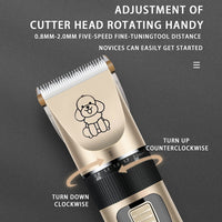 Professional Pet Grooming Hair Clipper Kit - Rechargeable, Low Noise, with Ceramic Blades & 5-Speed Adjustment(Gray)