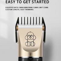 Professional Pet Grooming Hair Clipper Kit - Rechargeable, Low Noise, with Ceramic Blades & 5-Speed Adjustment(Gray)