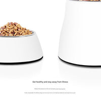 Elevated Pet Feeding Bowl with Stainless Steel Inner - Promotes Healthy Digestion & Reduces Neck Strain(White)
