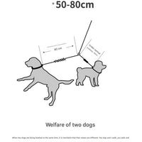 Black Pet Double-Ended Rope + 1.5M Leash - Easy to walk two dogs, tangle-free design