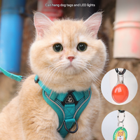 Brown Reflective Mesh Dog Harness and Leash Set - Adjustable No-Pull Vest - L