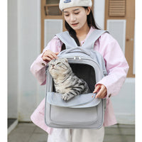 Beige And Yellow Spacious Pet Carrier Backpack with Clear Window - Comfortable Travel Bag for Cats & Small Dogs