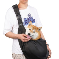 Black Breathable Pet Sling Carrier for Small Dogs & Cats - Adjustable Hands-Free Travel Pouch with Safety Leash & Pocket