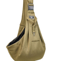 Grey Breathable Pet Sling Carrier for Small Dogs & Cats - Adjustable Hands-Free Travel Pouch with Safety Leash & Pocket