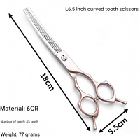 Rose Gold and Silver Professional 6.5 Inch Pet Grooming Thinning Shears - 45-Tooth Stainless Steel Texturizing Scissors for Dogs & Cats