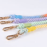 Premium Leather Pet Collar and Leash - Soft, Strong Braided Rope (Pink Purple - Size M)