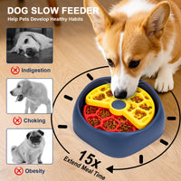 Red,Yellow and Blue Interactive Dog Puzzle Feeder Bowl - Slow Eating & Mental Stimulation Toy for Small Medium Breeds