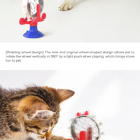 Green Interactive Pet Treat Dispenser - Spinning Wheel Food Puzzle Toy for Cats & Dogs with Suction Cup Base