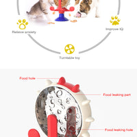 Red,Blue and White Interactive Pet Treat Dispenser - Spinning Wheel Food Puzzle Toy for Cats & Dogs with Suction Cup Base