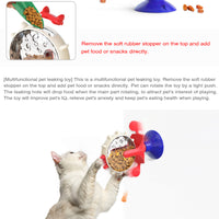 Red,Blue and White Interactive Pet Treat Dispenser - Spinning Wheel Food Puzzle Toy for Cats & Dogs with Suction Cup Base