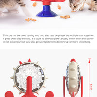 Red,Blue and White Interactive Pet Treat Dispenser - Spinning Wheel Food Puzzle Toy for Cats & Dogs with Suction Cup Base