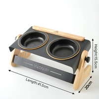 Adjustable Raised Pet Feeder - Modern Wood & Metal Stand with Dual Bowls for Cats & Dogs