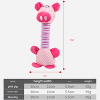 2-Piece Pink Long Neck Plush Dog Toy - Interactive Chew & Cuddle Toy for Puppies
