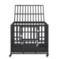 VEVOR Heavy Duty Dog Crate 38 in Metal Dog Kennel with Wheels and Removable Tray