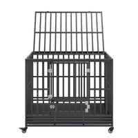 VEVOR 47 Inch Heavy Duty Dog Crate, Indestructible Dog Crate, 3-Door Heavy Duty Dog Kennel for Medium to Large Dogs with Lockable Wheels and Removable Tray, High Anxiety Dog Crate for Indoor & Outdoor