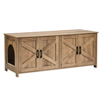 VEVOR Cat Litter Box Enclosure Wooden Litter Box Furniture Hidden 2 Rooms Greige