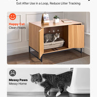 VEVOR Cat Litter Box Enclosure Furniture, 80 cm Hidden Litter Box Cabinet with Scratch Pad & Storage, Waterproof Cat Washroom End Table Cat House, Fit Most of Litterbox, for Bedroom Living Room
