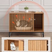 VEVOR Cat Litter Box Enclosure Furniture, 80 cm Hidden Litter Box Cabinet with Scratch Pad & Storage, Waterproof Cat Washroom End Table Cat House, Fit Most of Litterbox, for Bedroom Living Room