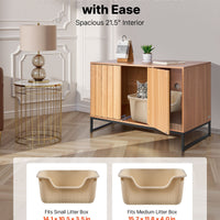 VEVOR Cat Litter Box Enclosure Furniture, 80 cm Hidden Litter Box Cabinet with Scratch Pad & Storage, Waterproof Cat Washroom End Table Cat House, Fit Most of Litterbox, for Bedroom Living Room