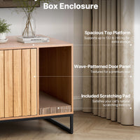 VEVOR Cat Litter Box Enclosure Furniture, 80 cm Hidden Litter Box Cabinet with Scratch Pad & Storage, Waterproof Cat Washroom End Table Cat House, Fit Most of Litterbox, for Bedroom Living Room