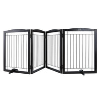 VEVOR Free Standing Dog Gate 32x96.5 inch Freestanding Pet Gate Foldable Brown