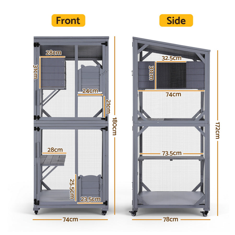 i.Pet Cat House Wooden 180cm Rabbit Hutch Pet Condo Small Dog Enclosure Cage