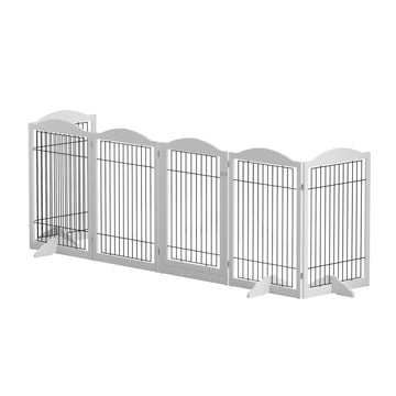 i.Pet Dog Playpen Enclosure 6 Panel Pet Fence Wooden Play Pen