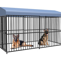 Pawhub Heavy Duty Dog Cage Black Metal Kennel Indoor Outdoor 3M