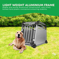 Aluminium Dog Travel Crate 63x68x88cm - Large Pet Car Transport Cage  Kennel Box