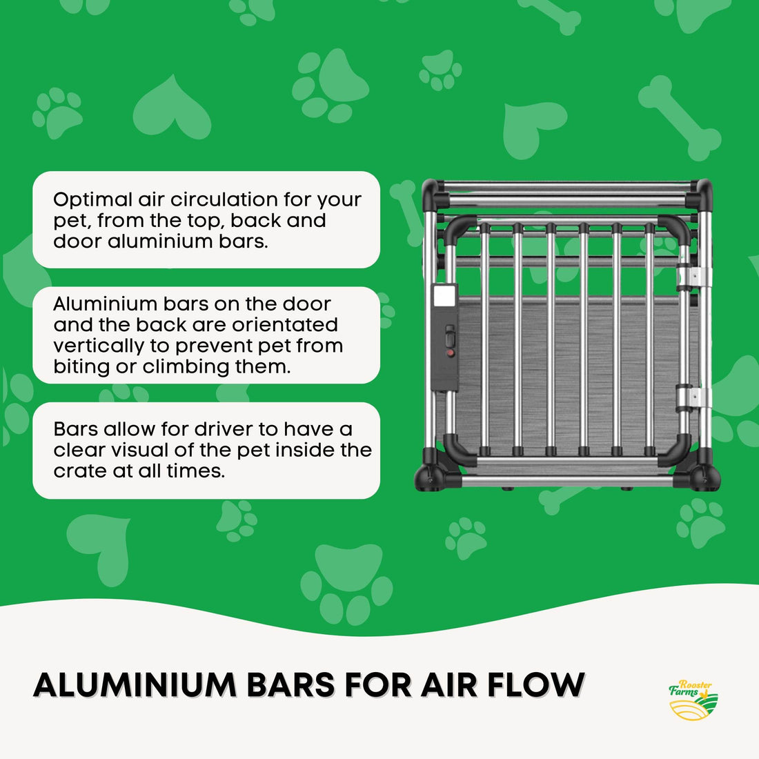 Aluminium Dog Travel Crate 63x68x88cm - Large Pet Car Transport Cage  Kennel Box