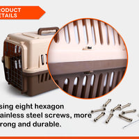 YES4PETS Small Dog Cat Rabbit Crate Pet Carrier Airline Cage With Bowl and Tray-Dark Blue