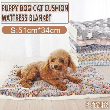 S Size Puppy Dog Cat Cushion Mattress Blanket Bed Soft Warm Pet Pad Winter Kennel House - Navy Cat