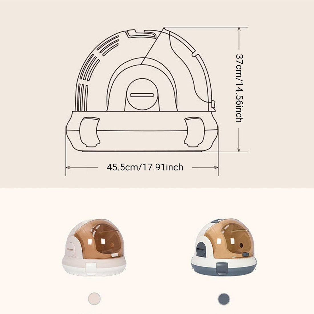 Portable Cat Carrier Space Capsule Large Capacity Aviation Travel Kitty Basket - Grey