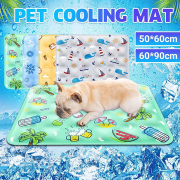 Cooling Ice Mat for Pets Summer Dog and Cat Cooling Pad Comfortable Pet Bed - Blue - 50x60cm