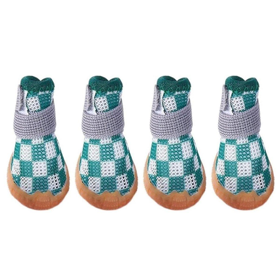 4pcs Breathable Mesh Dog Shoes Small Pets Puppy Paw Protection Summer Boots - Green-3