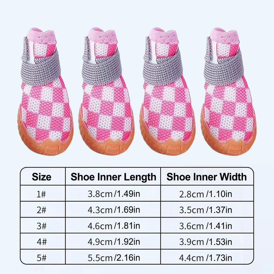 4pcs Breathable Mesh Dog Shoes Small Pets Puppy Paw Protection Summer Boots - Green-4