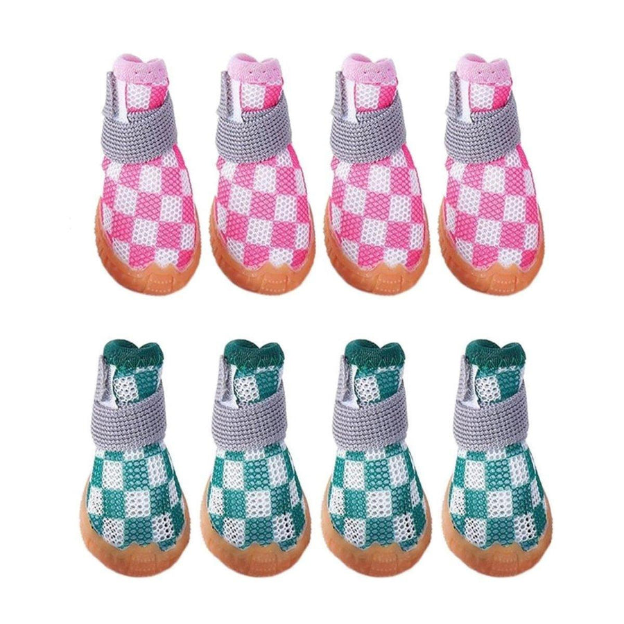 4pcs Breathable Mesh Dog Shoes Small Pets Puppy Paw Protection Summer Boots - Pink-2