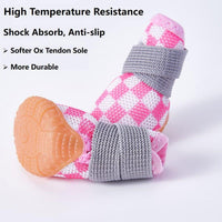 4pcs Breathable Mesh Dog Shoes Small Pets Puppy Paw Protection Summer Boots - Pink-2