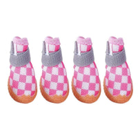 4pcs Breathable Mesh Dog Shoes Small Pets Puppy Paw Protection Summer Boots - Pink-2