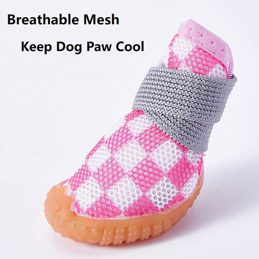 4pcs Breathable Mesh Dog Shoes Small Pets Puppy Paw Protection Summer Boots - Pink-5